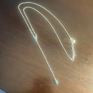 Lucky brand long silver necklace with turquoise